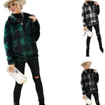 YESFASHION Collar Plaid Regular Coats Plush Zip Double Jacket Coats
