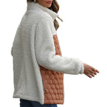 YESFASHION Panelled Zippered Animal Print Double-faced Fleece Jacket