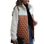 YESFASHION Panelled Zippered Animal Print Double-faced Fleece Jacket