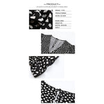 YESFASHION Women Printed V-neck Long Sleeve Black Dress