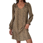 YESFASHION Fall New Long Sleeve Leopard Dress