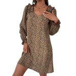 YESFASHION Fall New Long Sleeve Leopard Dress