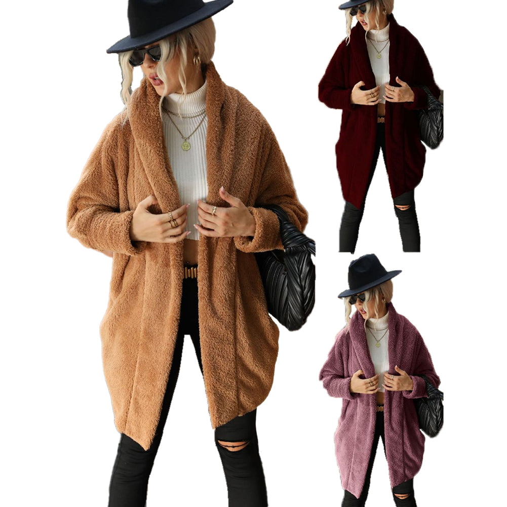 YESFASHION Double Sided Fleece Buttonless Solid Sweaters