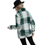 YESFASHION Collar Checked Zippered Loose Plush Jacket Coats