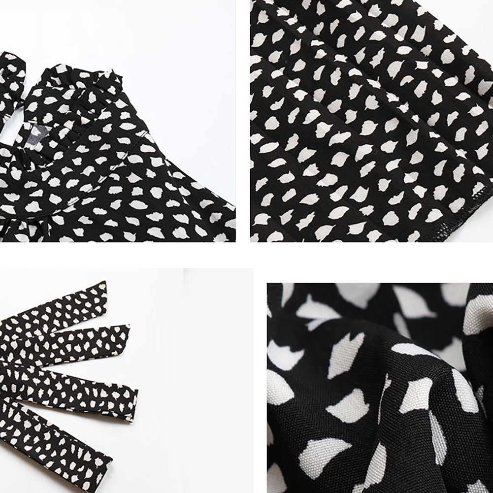 YESFASHION Fashion Pleated Skirt Long Sleeve Dress