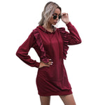 YESFASHION Mid-length Ruffled Panelled Sweatshirts Dress