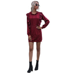 YESFASHION Mid-length Ruffled Panelled Sweatshirts Dress