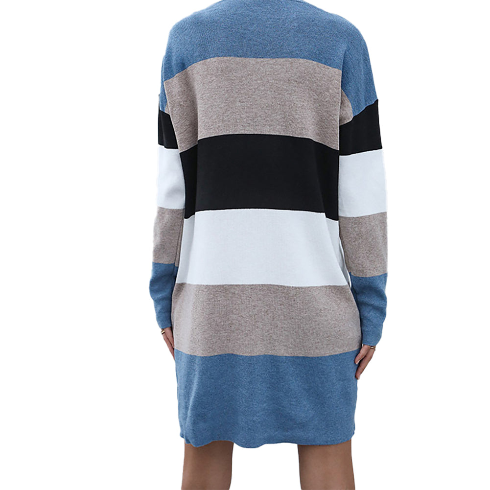 YESFASHION Knit Colorblock Korean Sweater Dress
