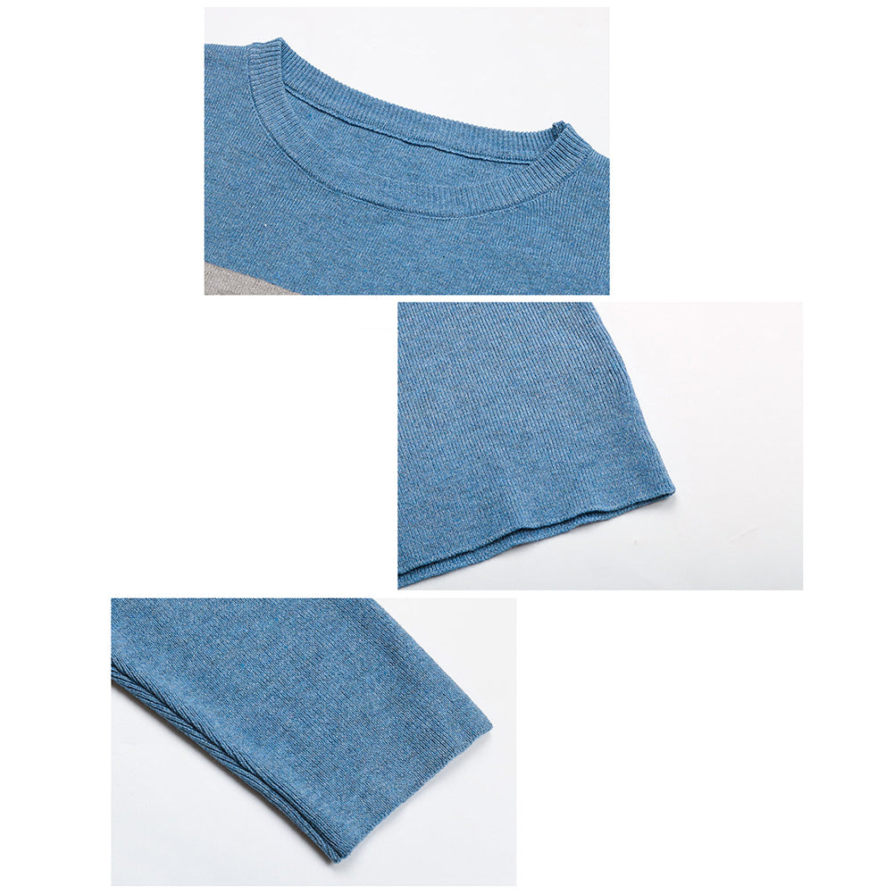 YESFASHION Knit Colorblock Korean Sweater Dress