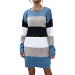 YESFASHION Knit Colorblock Korean Sweater Dress