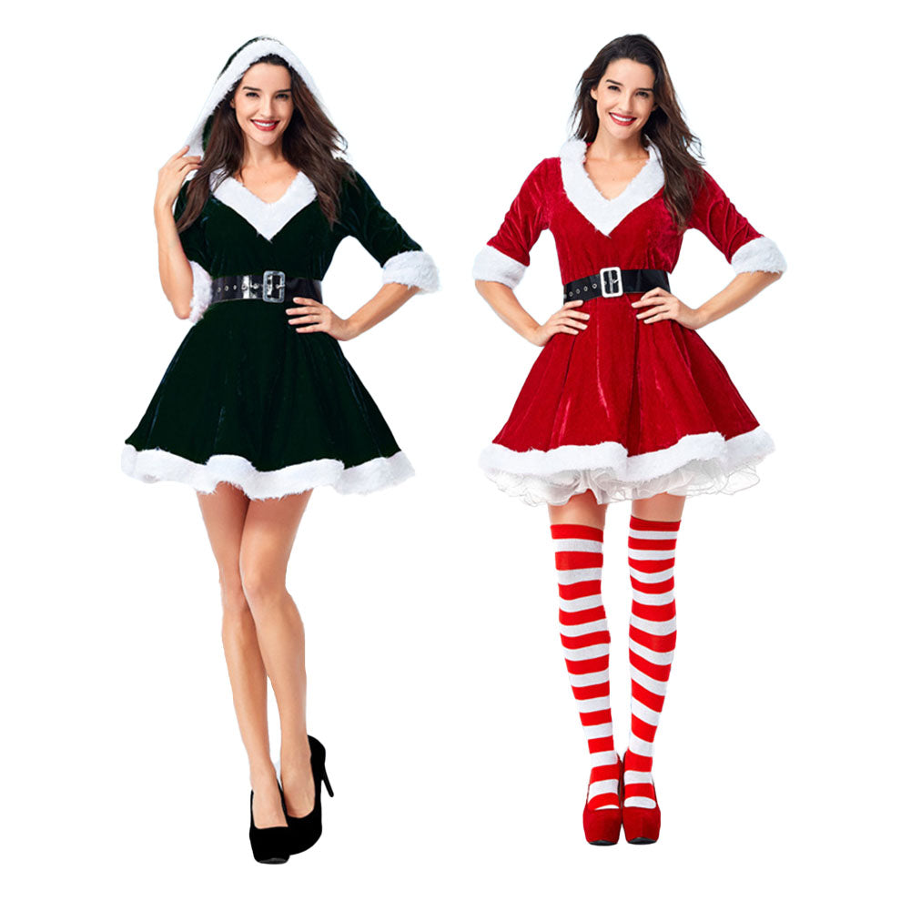 YESFASHION Christmas Costume V-neck Puffy Princess Dress