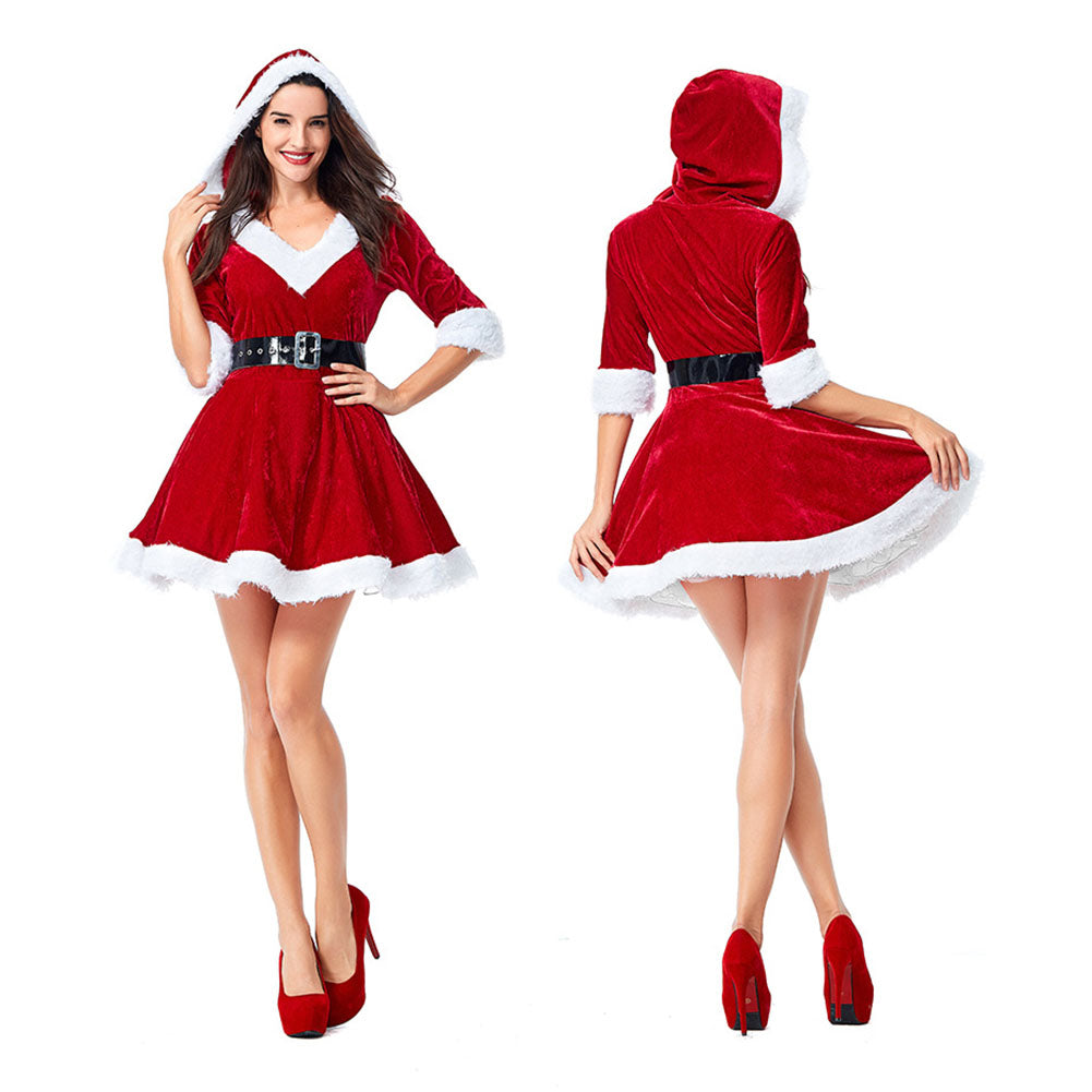 YESFASHION Christmas Costume V-neck Puffy Princess Dress