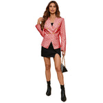 YESFASHION Women Plaid Double Breasted Jacket Coats