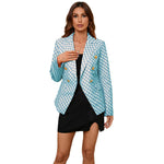 YESFASHION Women Plaid Double Breasted Jacket Coats