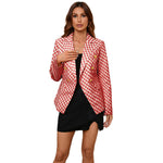 YESFASHION Women Plaid Double Breasted Jacket Coats