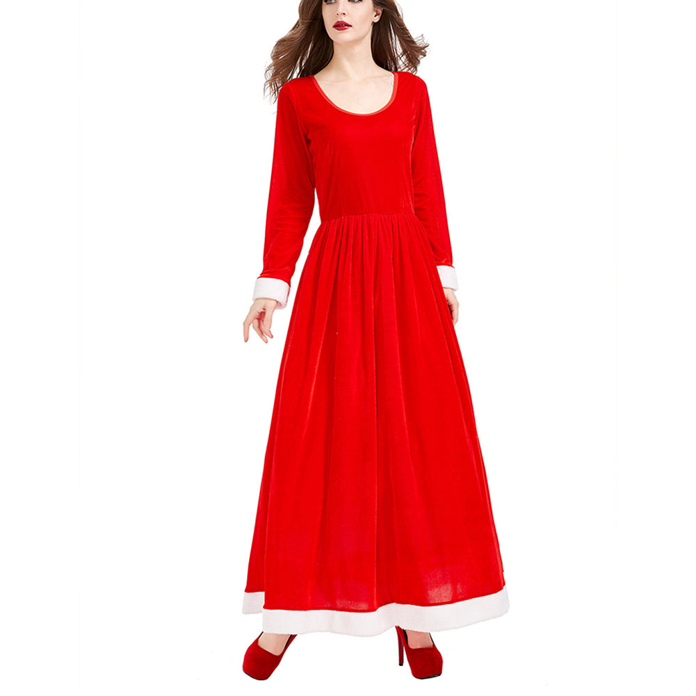 YESFASHION Spandex Christmas Costume Santa Shawl Maxi Dress