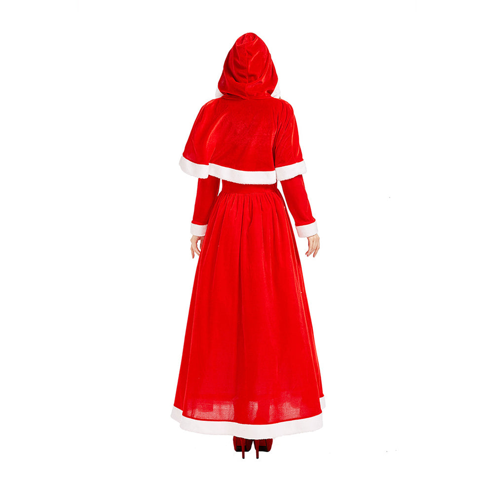 YESFASHION Spandex Christmas Costume Santa Shawl Maxi Dress