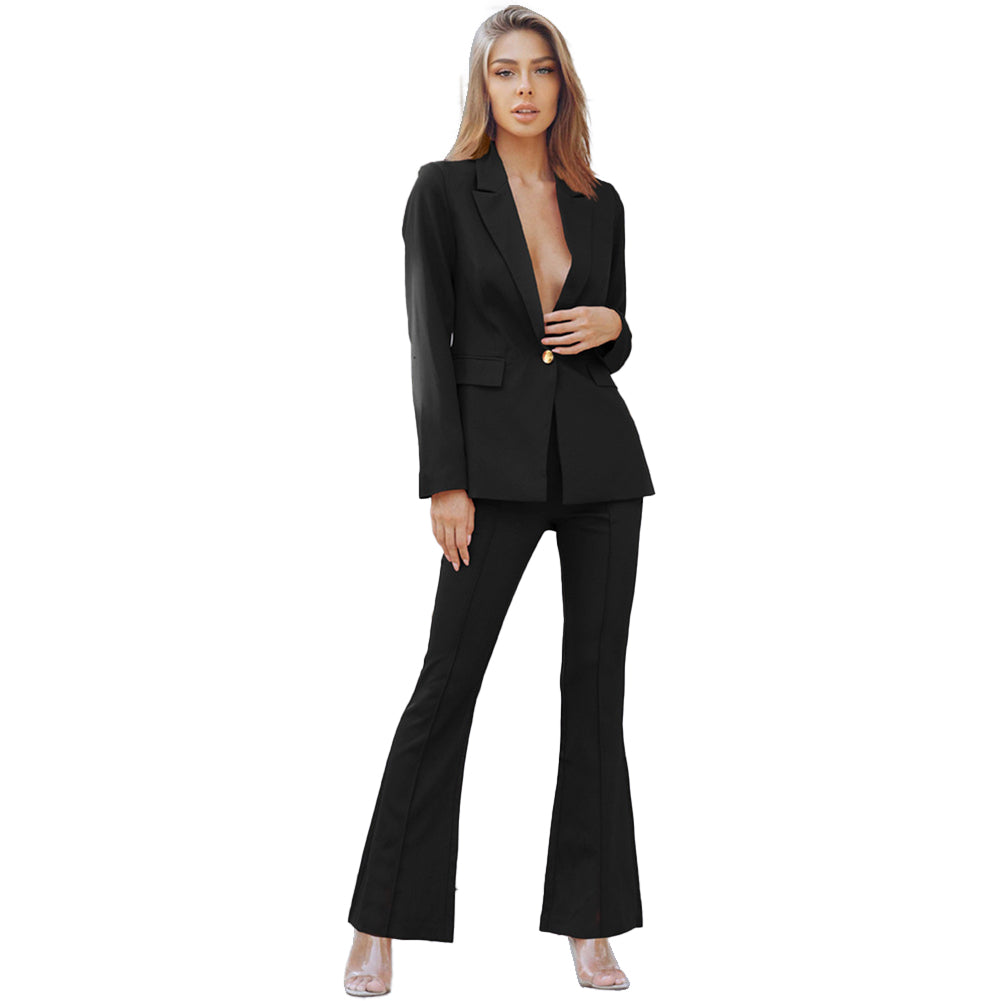 YESFASHION Lapel Temperament Two-piece Women Clothing Suit