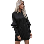 YESFASHION Cross Border Ruffle Panel Hooded Sweater Dress