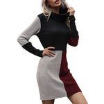 YESFASHION Contrast Turtleneck Sweater Dress