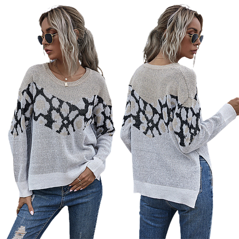 YESFASHION Tops Zebra Print Long Sleeve Fashion Loose Sweaters