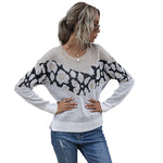 YESFASHION Tops Zebra Print Long Sleeve Fashion Loose Sweaters