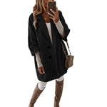 YESFASHION 3/2 Sleeve Button Lapel Pocket Wool Jacket  Coats