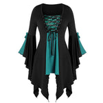 YESFASHION Halloween Witch Top Irregular Lace Sequin Statement Tops