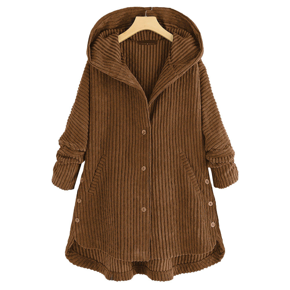 YESFASHION Autumn Winter Casual Corduroy Hooded Cotton Coats