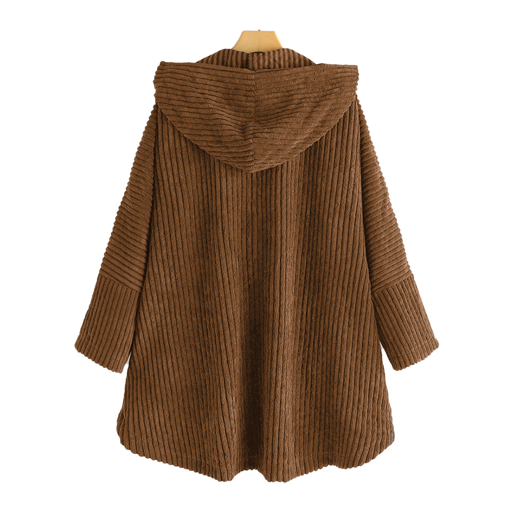 YESFASHION Autumn Winter Casual Corduroy Hooded Cotton Coats
