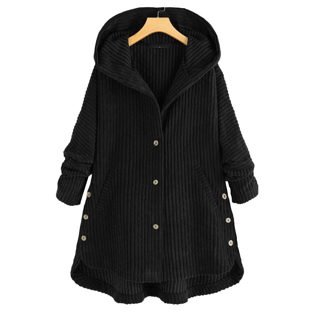 YESFASHION Autumn Winter Casual Corduroy Hooded Cotton Coats