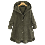 YESFASHION Autumn Winter Casual Corduroy Hooded Cotton Coats