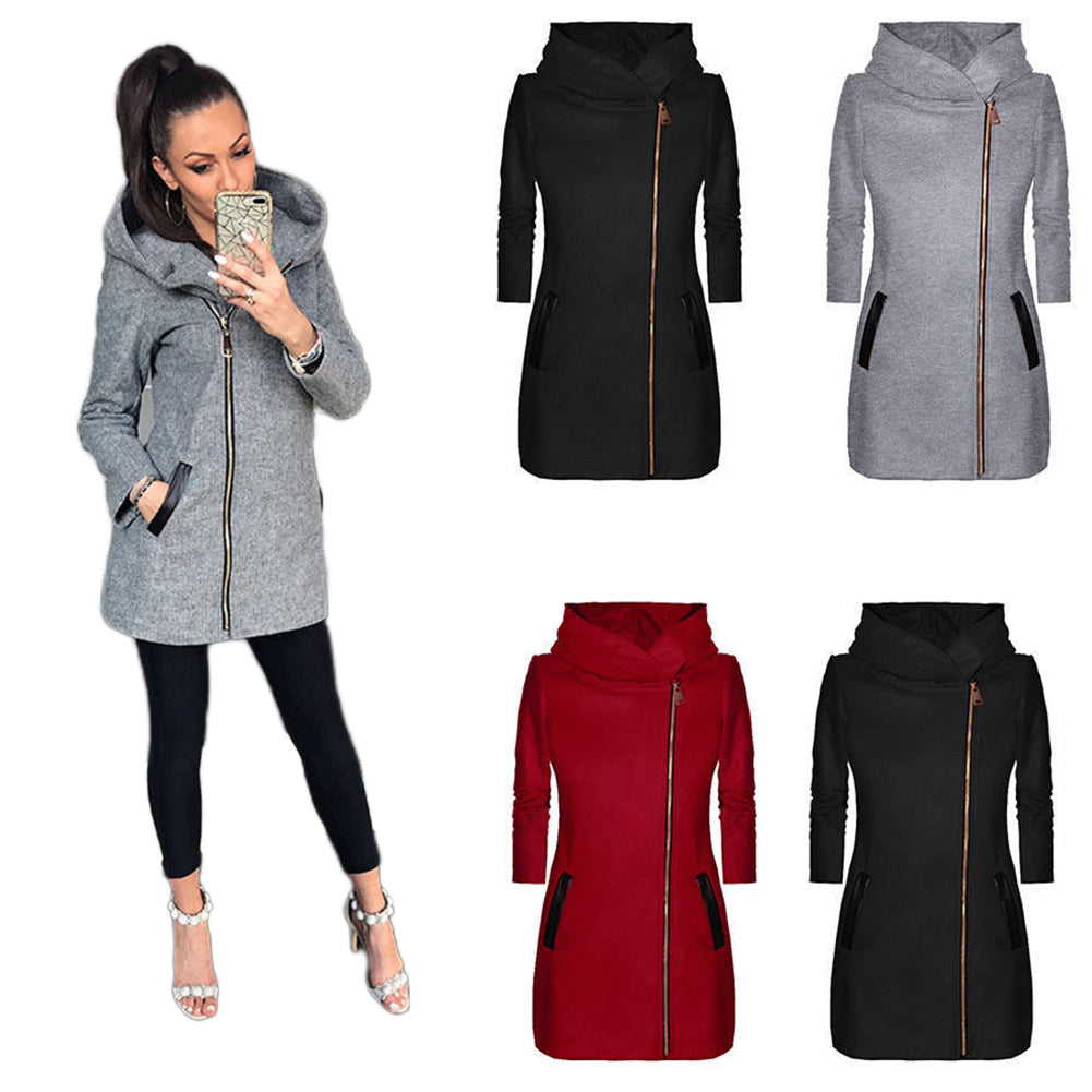 YESFASHION Women Fleece Jacket Side Zipper Cardigan Coats