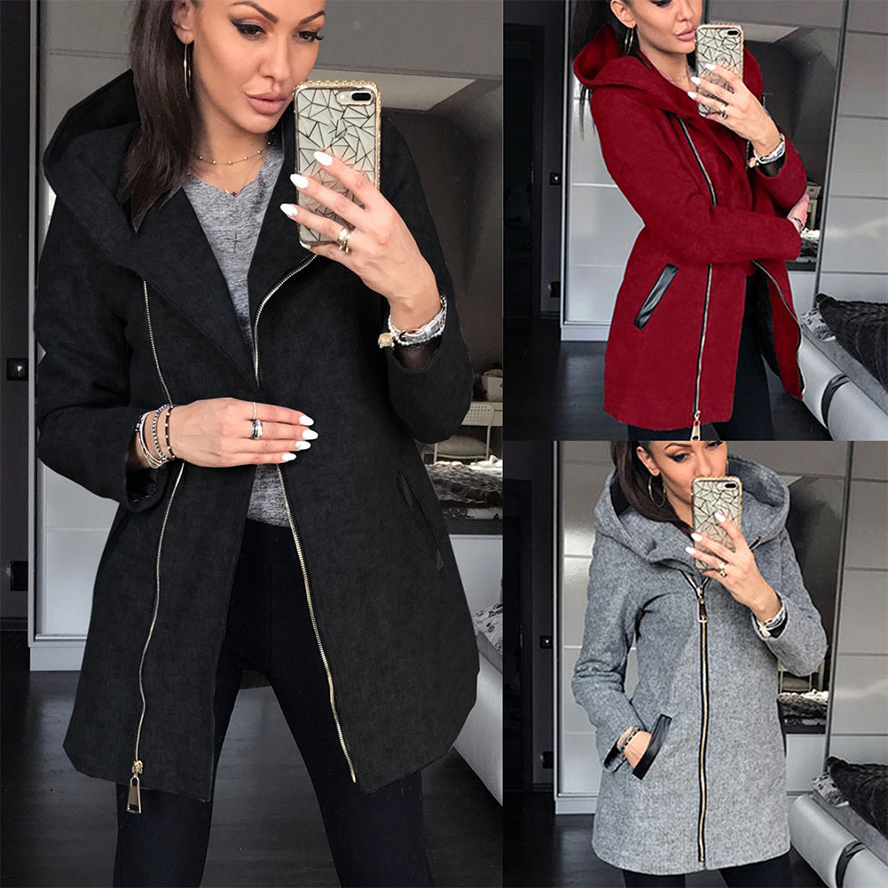 YESFASHION Women Fleece Jacket Side Zipper Cardigan Coats