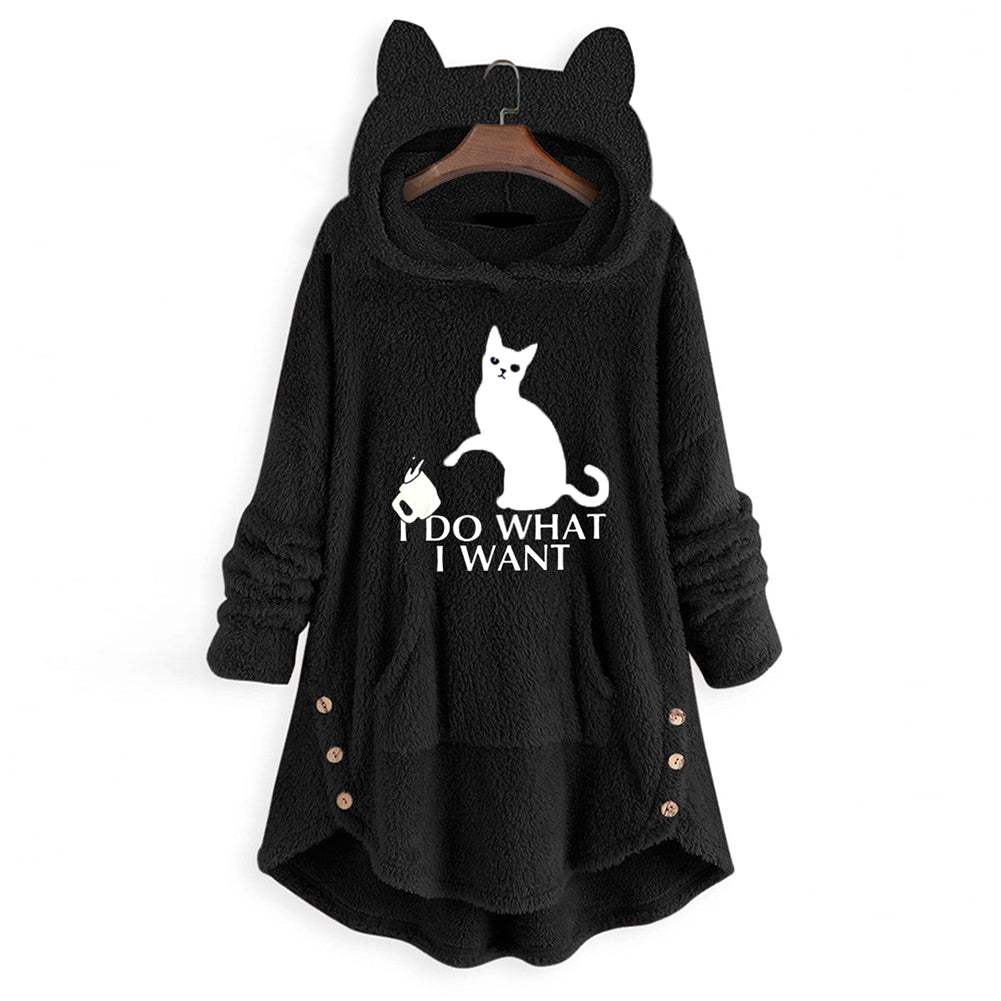 YESFASHION Hooded Long Sleeve Double Face Fleece Women Jacket