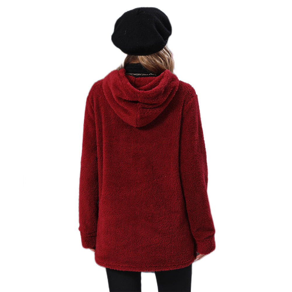 YESFASHION Women Zip Panel Double Sided Fleece Casual Sweatshirts PBY-0ZHM