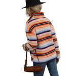 YESFASHION Fleece Striped Print Plush Pullover Sweatshirts