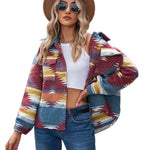 YESFASHION Cropped Loose Lapel Pocket Button Women Woolen Coats