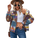 YESFASHION Cropped Loose Lapel Pocket Button Women Woolen Coats