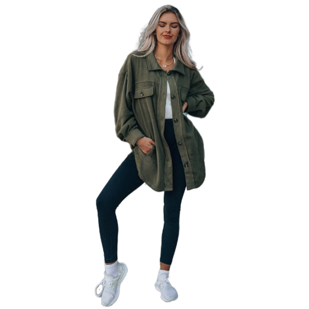 YESFASHION Women Fashion Long Sleeve Thermal Shirt Cardigan Coats