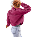 YESFASHION Lapel Solid Color Loose Zip Cropped Jacket Coats