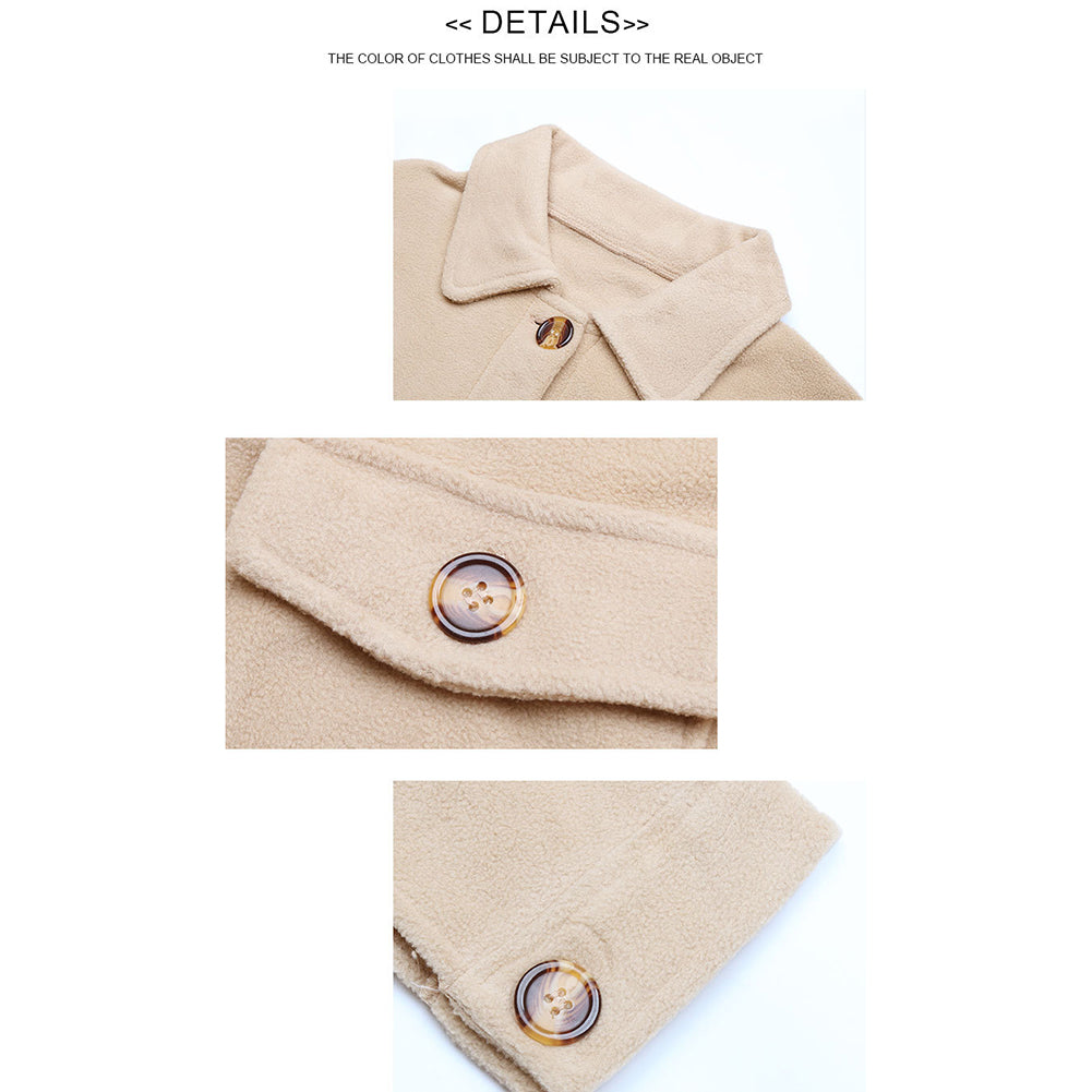 YESFASHION Fall/winter Solid Color Long Sleeve Fleece Jacket Coats