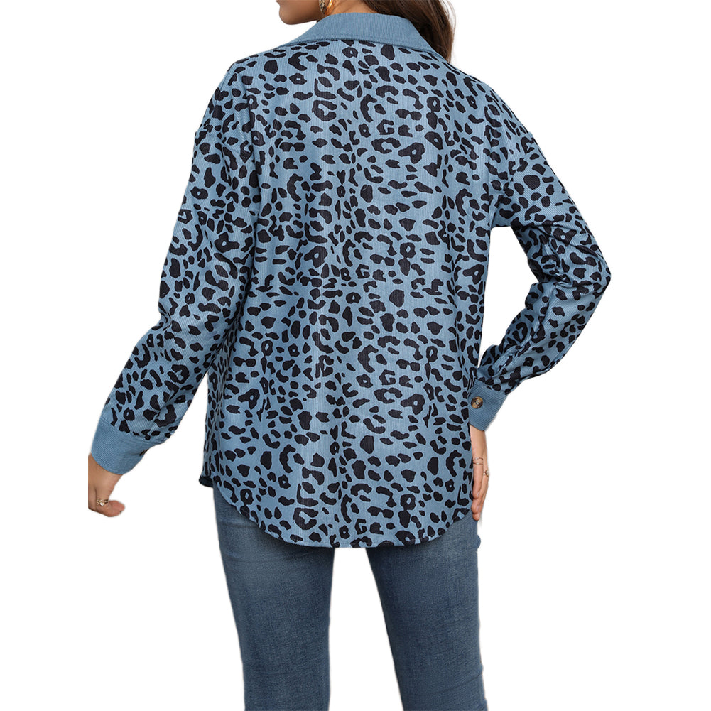 YESFASHION 100% Polyester Corduroy Button Long Sleeve Jacket Coats