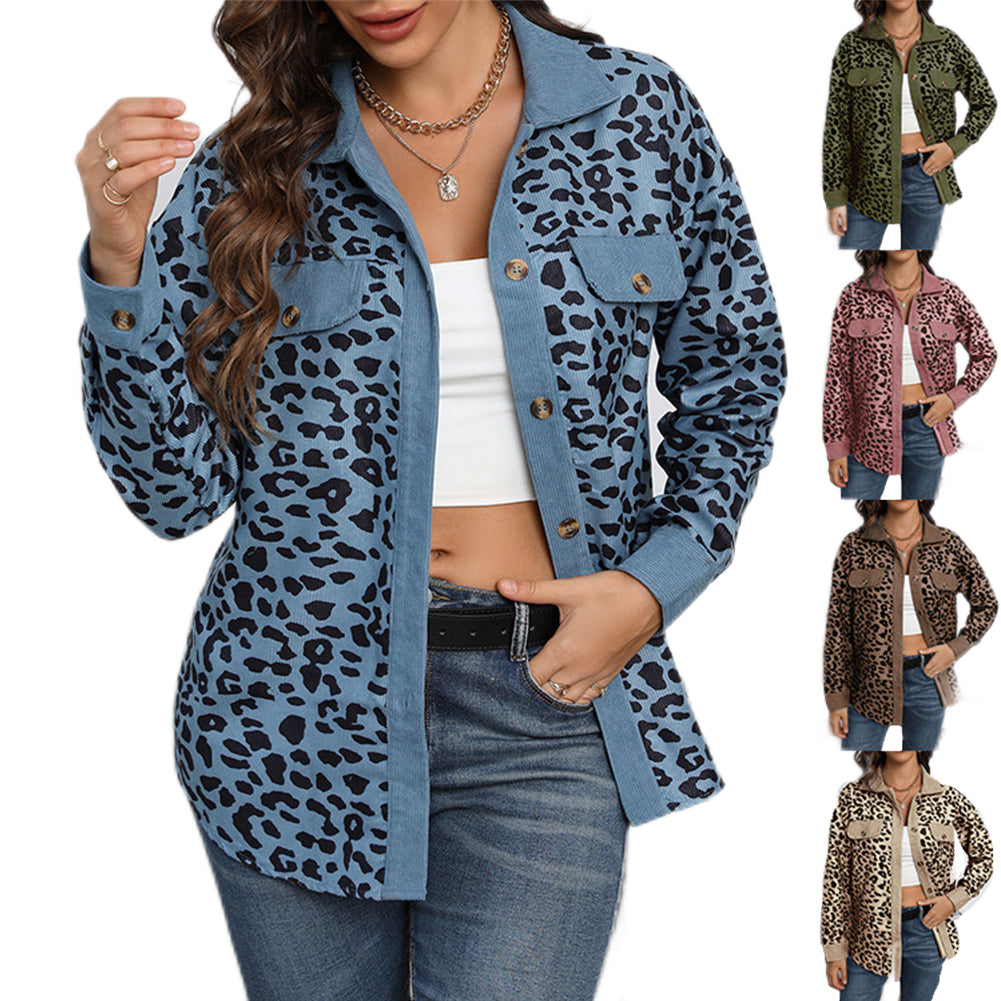 YESFASHION 100% Polyester Corduroy Button Long Sleeve Jacket Coats