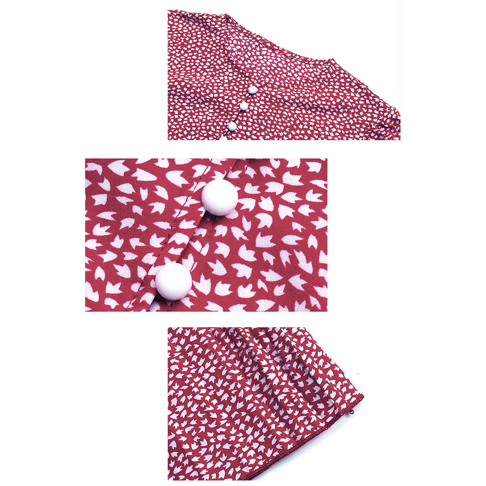 YESFASHION Women New Pleated Print Long Sleeve Dress