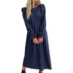 YESFASHION Women Fall Winter New Long Sleeve Polka Dot Dress