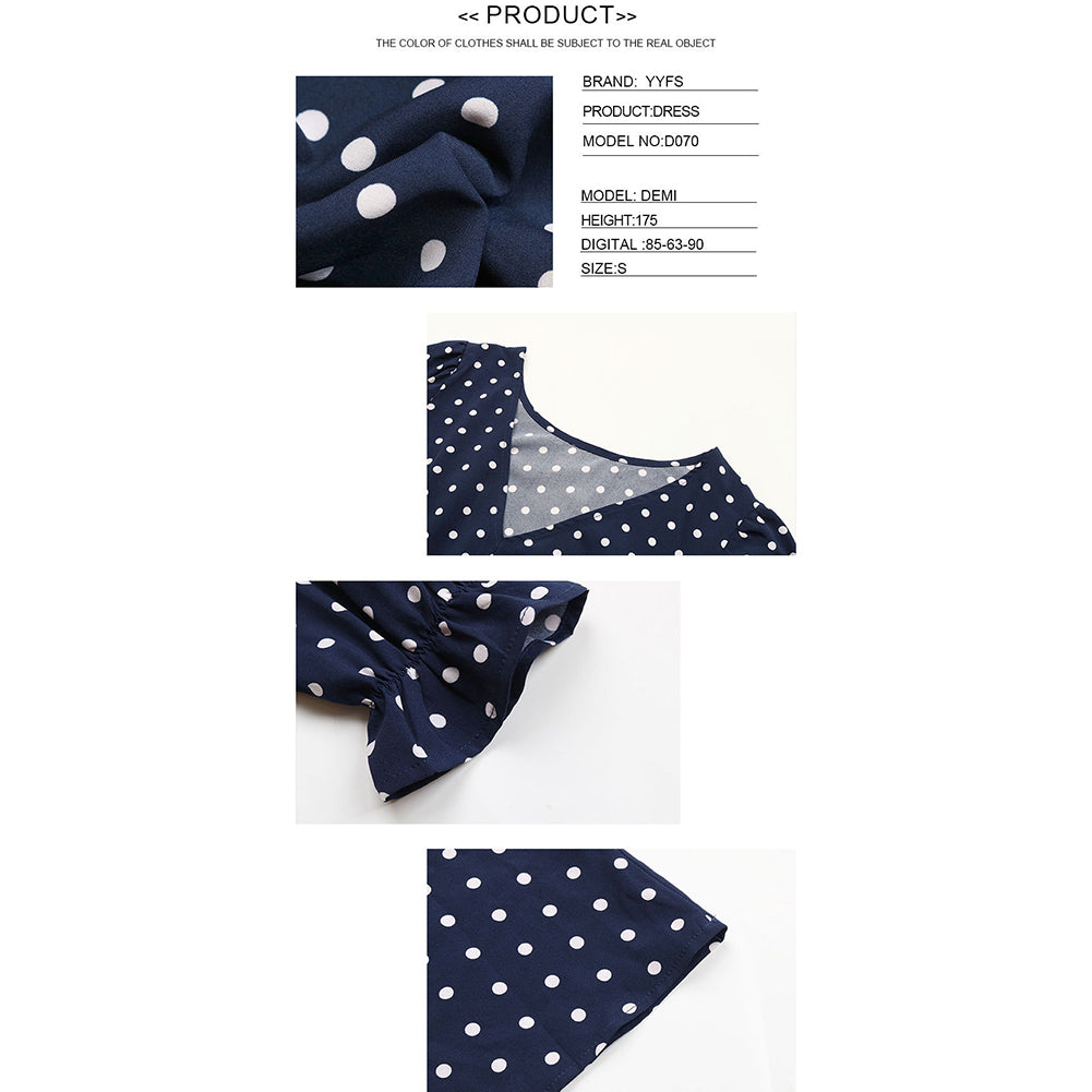 YESFASHION Women Fall Winter New Long Sleeve Polka Dot Dress