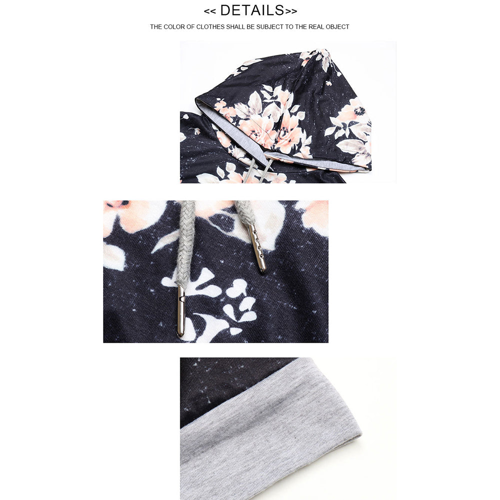 YESFASHION Loose Printed Long-sleeved Hooded Sweater Dress