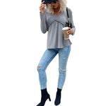 YESFASHION Women Fungus Edge Solid Color Bottoming Sweaters