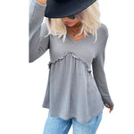 YESFASHION Women Fungus Edge Solid Color Bottoming Sweaters